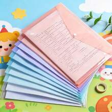 5pcs A4 File Folders, Waterproof Large Capacity Document Storage Bags, Transparent Plastic Snap Closure, Student Test Paper & Stationery Storage Bags, Contract Holder Business Office Supplies - Multicolor - View 1