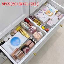 10/7/4/1 pieza Caja organizadora de cajones, Caja organizadora de accesorios para el cabello, Caja de cajón de escritorio, Caja de almacenamiento de cosméticos, Caja de compartimentos multifuncional de plástico PET transparente, Adecuada para dormitorio, baño, armario, organización de escritorio. - Multicolor - Ver 17