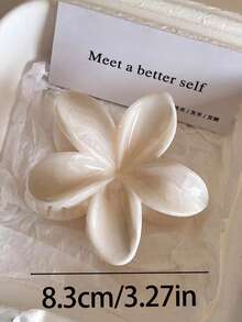 2个/1个 3.27英寸/8.3厘米 亮粉色爪形白色花朵发夹，精致可爱轻盈的塑料发饰，时尚百搭优雅简约风格，适合日常佩戴、休闲、派对、通勤、度假、洗脸/洗头、化妆、搭配夏季服装。 - 彩色 - 查看 2