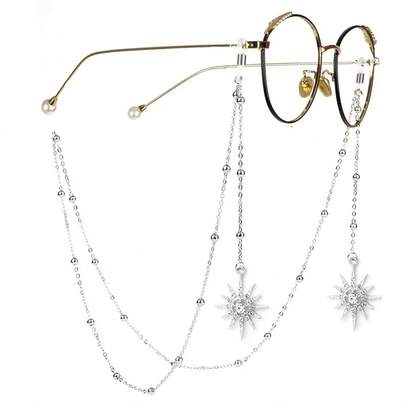 1 chiếc mặt dây chuyền hình bầu trời sao đính đá lấp lánh, kèm dây đeo kính - Chống trượt, thiết kế thời trang, phù hợp cho cả nam và nữ.