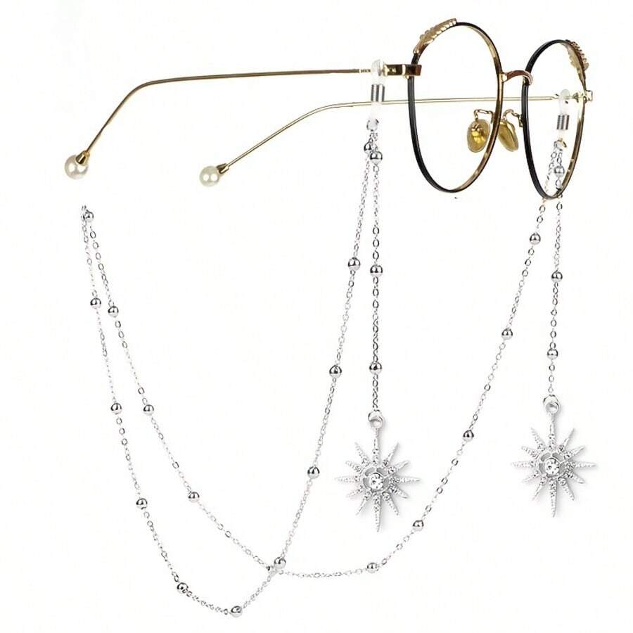 1 chiếc mặt dây chuyền hình bầu trời sao đính đá lấp lánh, kèm dây đeo kính - Chống trượt, thiết kế thời trang, phù hợp cho cả nam và nữ. - Phong cách thông thường - Xem 1