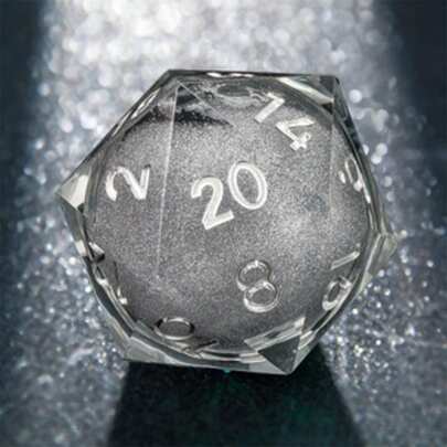 1pc Glittering D20 Resin Dice With Flowing Sand, Handmade Sharp-Edged Polyhedral Dice, Suitable For RPG Tabletop Games, D&D, Board Games, Holiday Parties, Decorative Gift