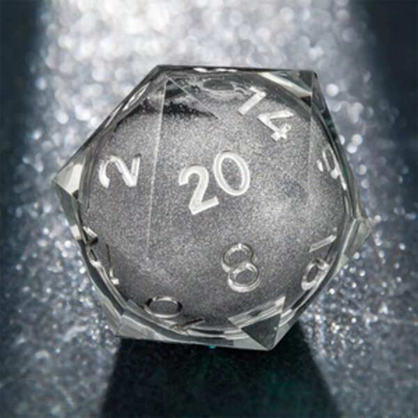 1pc Glittering D20 Resin Dice With Flowing Sand, Handmade Sharp-Edged Polyhedral Dice, Suitable For RPG Tabletop Games, D&D, Board Games, Holiday Parties, Decorative Gift