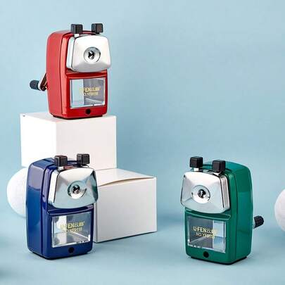 1pc Heavy Duty Metal Hand Crank Pencil Sharpener, Desktop Manual Pencil Sharpener Suitable For Standard And Jumbo Pencils, School Office Home Art Supplies