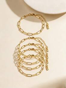 Bộ 1/5/10 vòng tay khóa an toàn, vòng tay mặt dây chuyền điều chỉnh được bằng thép không gỉ 304 với khóa càng cua, thích hợp để tự làm trang sức (màu vàng + bạc). - Vòng đeo tay có thể điều chỉnh - Xem 8