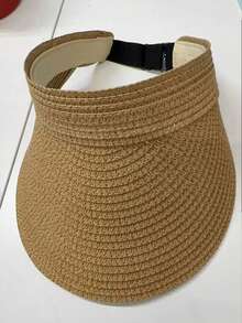 1pc Women's Fashionable Straw Sun Hat, Large Brim, Foldable & Rollable, Summer Beach Sun Protection - Multicolor - View 12