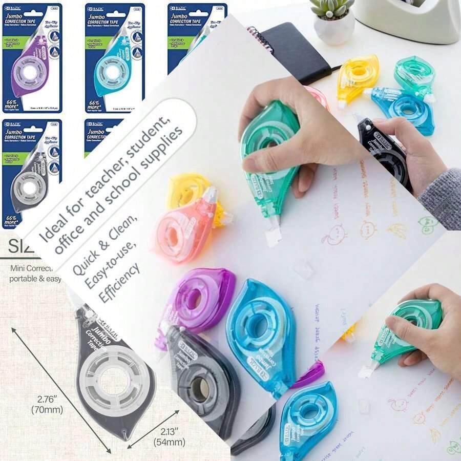 Office And School Correction Tape With Two Way Applicator For Instant Corrections, Easy To Use White Out - 長方形 - 查看 1