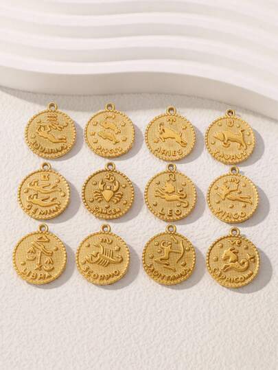 3pcs Stainless Steel Zodiac Sign Charms 12 Constellation Pendant Accessories For Necklace Bracelet DIY Jewelry Making Findings