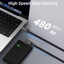 FYRVW USB-C 240W 数据线 USB Type C 转 C 240W 快充线 尼龙编织 QC5.0 QC4.0 适用于 15 华为 Galaxy 小米 VOOC Warp 快充线 - 灰色 - 查看 4