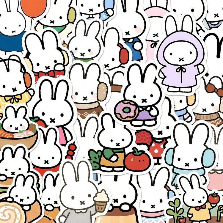 MIFFY 80pcs  Rabbit Cute Rabbit Sticker Set, Japanese Cartoon Rabbit Stickers, Classic Dutch Character Stickers Suitable For Laptops, Water Bottles, Scrapbooks, And Diaries, Perfect For School Stationery, Birthday Party Gifts, Small Gifts, And  Fans' Exclusive Gifts. - Multicolor - View 4