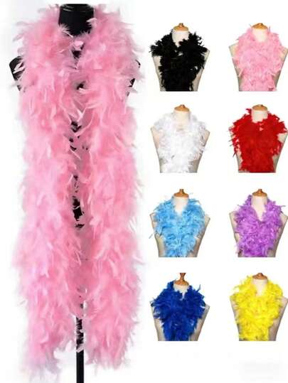 Feather Boa, DIY Party Dress Up Accessory, Colorful Feather Boa, Boa Decoration, Women's Faux Feather Boa - Vintage Style Polyester And Spandex Blend, Suitable For Birthday Parties, Halloween, Christmas, Race Day, Afternoon Tea Parties, New Year's Eve, Concerts And Home Decor, Dance Weddings, Stage Performances, Carnival Costumes And Accessories, Party Supplies