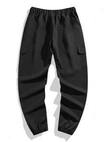 2 chiếc quần jogger đa năng cho bé trai tuổi teen, kiểu dáng đơn giản, năng động, thích hợp cho hoạt động ngoài trời, có thể cá nhân hóa. - màu đen - Xem 2