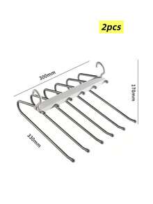 1个/2个日式折叠裤架，多层不锈钢裤架防滑衣架，节省空间可伸缩裤夹收纳架 - 白色 - 查看 9