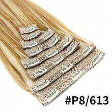 Clip In Hair Extensions Remy Human Hair Hair Extensions P8/613 Color Clip Ins Natural Human Hair 14-26 Inches 120G 8Pcs Clip Ins - S8/613 - View 4