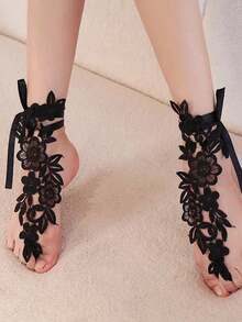 Seductive Hollow Out Lace Sexy Stockings With Thin Straps - Foot Accessories, Temptation For Women ILFY - 黑色的 - 查看 4