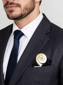 1pc Fashionable Exaggerated Geometric Spiral Pattern Brooch, Luxury High-End Decoration For Coat, Shirt, Suit, Hammered Swirl Metal Pin, Suitable For Daily, Casual Accessories, Unisex - Multicolor - View 4