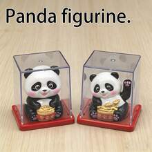 Figur Mini Panda - Panda Mengangguk untuk Kekayaan, Panda Melambaikan Tangan - Dengan Penutup Debu - Jimat Keberuntungan Panda - View 1