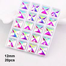 玻璃水晶,AB彩,各种形状,手工闪亮水晶缝纫,手工水晶水钻装饰珠,平底穿孔宝石,DIY配件,缝纫宝石,水钻,用于装饰衣服、连衣裙、包包、鞋子、胸针、耳环、手工艺品。 - 彩色 - 查看 17