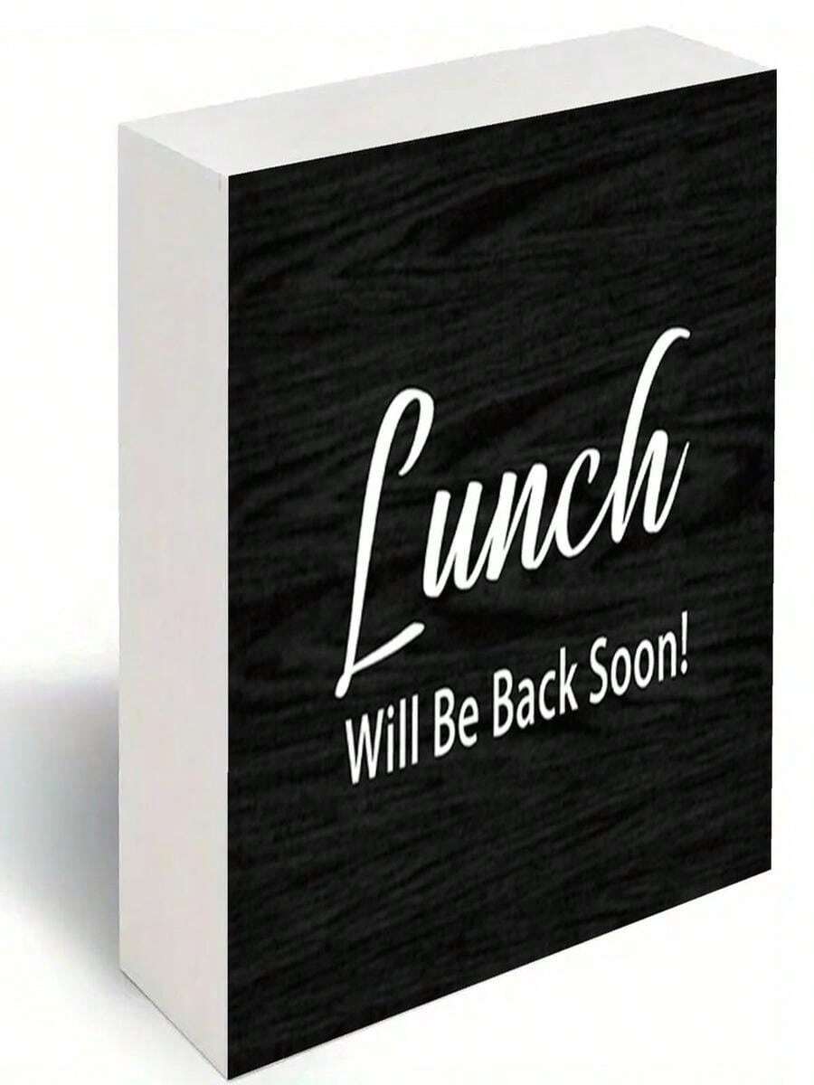 1PC Rustic Wooden Lunch Sign Lunch's Coming Soon! - 5x5 Inch White Cursive Letter Box For Home Office Desktop, Desk Decoration, Farmhouse Kitchen Sign - Gift For Colleagues, Friends, And Family (Black And Whit.Jpg - White - View 1