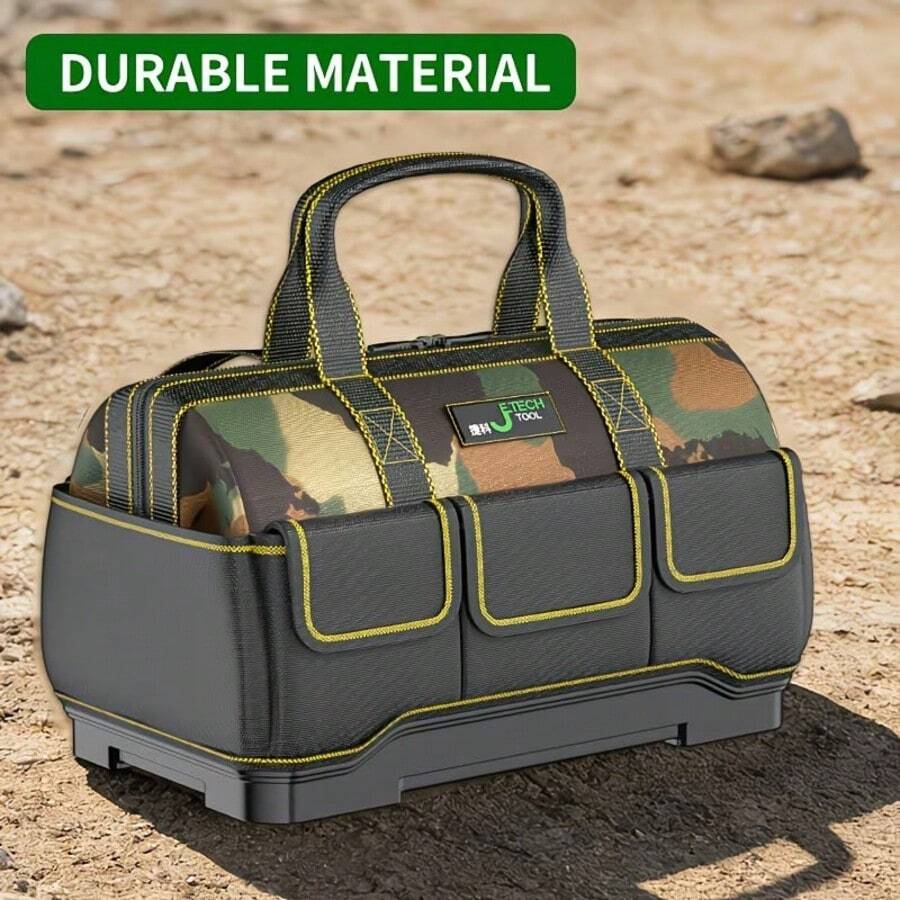1 chiếc túi vải bạt dung tích lớn | 14/16/18/21 inch, vải bạt dày chống mài mòn, dùng để đựng dụng cụ bảo dưỡng, di động, thích hợp cho điều hòa không khí điện, có dây đeo vai, màu xanh lá cây, thương hiệu OUDISI - A - Xem 1