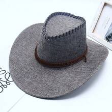 男女通用西部牛仔帽，户外防晒骑行帽，大帽檐旅行遮阳帽 - 彩色 - 查看 3