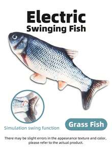 1个电动摇摆鱼猫玩具，电动鱼模拟跳跃猫咪自娱自乐神器，磨牙耐咬猫玩具，幼猫无聊玩耍宠物用品 - 查看 13