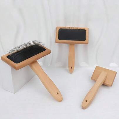 Bàn chải gỗ gỡ rối lông thú cưng, dùng được cho cả chó và mèo, gỡ rối lông dài, bàn chải massage chống tĩnh điện, dụng cụ chải lông rụng, đồ dùng cho thú cưng (chó con), bàn chải cho mèo, bàn chải cho chó, đồ dùng cần thiết cho chó con.