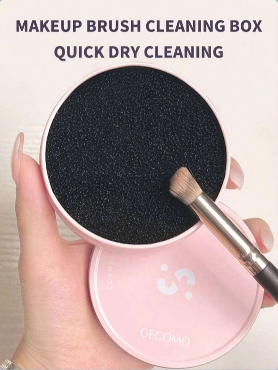 1 Stück Make-up Pinsel Reinigungsschwamm, Farbentfernungsschwamm Box mit tragbarem rundem Etui, Trockener Pinselschwamm zum sofortigen Entfernen von Lidschatten, Rouge, Puder & Kosmetik, ohne Wasser, tragbar und praktisch für unterwegs, schonend für Pinsel, ideal für Reisen, Make-up-Künstler, tägliche Make-up-Verwendung, Frühjahrs-Beauty-Vorbereitung, Geschenk für Make-up-Liebhaber, unverzichtbares Make-up-Utensil, Muttertag - Violett - Übersicht 1