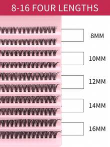 40D/40D*2 200 Pcs Cluster Lashes 8mm-16mm D Curl Grafting Individual Volume Eyelash Extension Makeup Tool, DIY At Home For Natural, Dramatic Look False Eyelashes - D - View 8