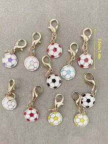 7pcs Soccer Keychain, Unisex Casual Bag And Shoe Accessory, For Birthdays And Christmas, Mixed Colors - Multicolor - View 6