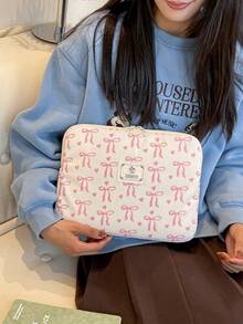 Laptop Bag, Tablet Bag, 11-Inch - 15-Inch Computer Bag, Bag, Simple Color-Blocking Bow, Laptop Bag, File Bag, Laptop Case, Laptop Bag, 11, 13, 14, 15.3, 15.6 Inch Portable Desktop Computer Bag, Mac Book, Tablet Bag, 9-11 Inch Air 4, 5 Pro 11 Mini 5 6 Bag Shockproof Bag Laptop Bag For Women Laptop Sleeve Laptop Cover Travel Essentials - White - View 5