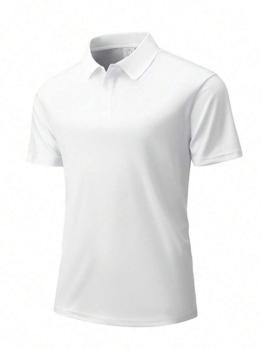 Áo Polo nam nhẹ, màu trơn, đa năng, thời trang, phù hợp cho chơi golf, chạy bộ, đi bộ, tụ họp và các dịp thể thao khác. - trắng - Xem 1