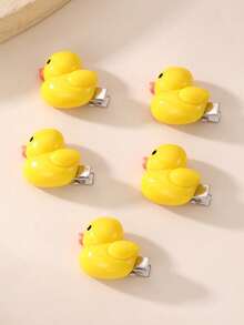 5pcs/10pcs Set Small Yellow Duck Hair Clips Combination, Girls Bangs Side Clips Fishbone Braids Hair Clips Ponytail Clips, Suitable For Daily Wear - Multicolor - View 5