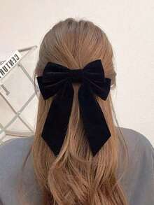 1pc Fashionable Black Bow Hair Clip, Large Size Hairpin Hair Accessory, Suitable For Daily Wear And Christmas,Summer,Holiday,Travel, Claw Clips - Black - View 1