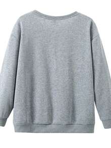 Women's Casual Loose Fit Crew Neck Long Sleeve Sweatshirt With Duck Animal Painting Print, Fall Clothes - Grey 2 - View 2