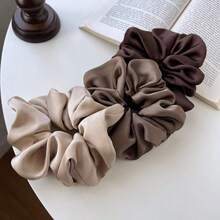 3pcs/Set Women's French Retro Satin Scrunchie High And Low Ponytail Hair Tie Non-Damaging Hair Bun Hair Rope Suitable For Daily Commute Outdoor Leisure Use Holiday Accessories Hair Elastics Hair Rubber Bands Elastic Hair Tie - Multicolor - View 4