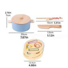 木制逼真厨房玩具套装，儿童钓鱼切菜游戏，专注力训练工具，男孩女孩生日礼物 - 彩色 - 查看 7