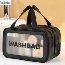 Teettartee 大容量户外旅行洗漱包，PVC防水化妆包，干湿分离设计，高端女士旅行收纳包 - 彩色 - 查看 16