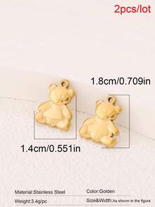 2pcs Stainless Steel Cute Bear Pendant Findings Fashion 18K Gold Plated Charms For DIY Jewelry Making Supplies Accessories - Pendants - View 25