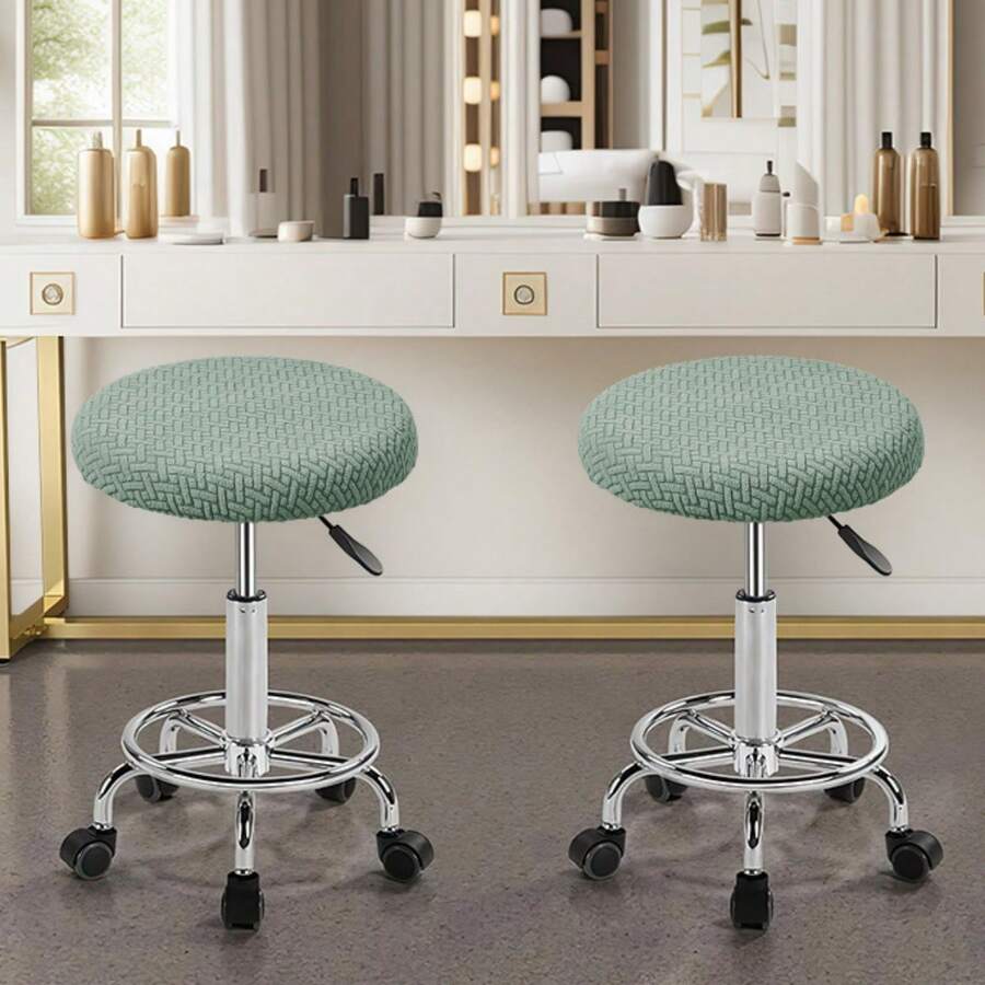 弹力圆形吧台凳套（1/4/6件套），提花圆形吧台凳套，氨纶材质，可水洗，圆形吧台凳座套，适用于吧台凳 - 純色 - 查看 1