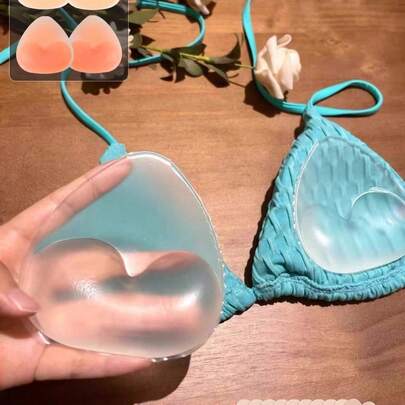 1 片装可重复使用硅胶胸垫，隐形加厚，适用于内衣、比基尼和连衣裙，自然提拉胸部，无缝裸色/透明，无需胶水，适合日常穿着、派对、度假、母亲节、毕业季和夏季海滩。