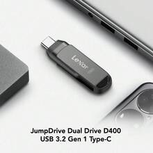 Lexar D400 USB 3.2 Dual-Interface Flash Drive 32GB 64GB 128GB USB-C And USB-A OTG Metal Memory Stick Up To 130MB/S For Android Phone Tablet PC Laptop - View 9