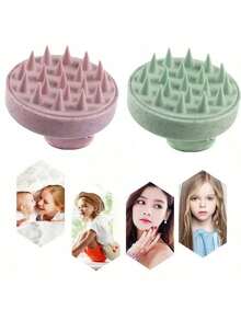 Bộ 2/3 đầu bàn chải gội đầu, bàn chải massage, lược gội đầu, silicon mềm, không mùi, bàn chải làm sạch da đầu bằng silicon thủ công, bàn chải massage da đầu. - C-Xanh - Xem 1