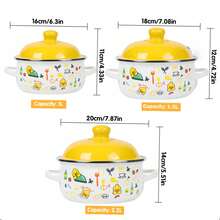 VAETTLO  3-Piece Exquisite Enamel Cookware Set, Multifunctional Pot Set Including Soup Pot & Stew Pot, Tableware, Handmade Fired, Ideal For Restaurant, Home Kitchen, Home Decoration And Holiday Gift. - View 4