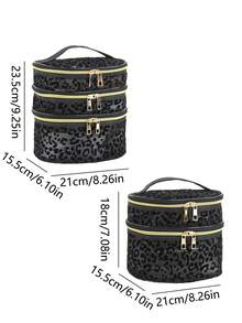1pc Minimalist Fashion Mesh Transparent Heart-Shaped Large Capacity Makeup Tool Storage, Suitable For Travel, Vacation, Home, Great Gift For Mom And Friends - Black - View 7