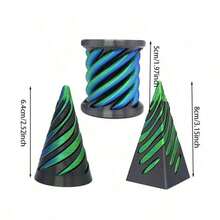3pcs Asymmetrical Spiral Cone Fidget Toys, 3D Printed Swirl Cone Anxiety Relief Desk Decor, Mini Vortex Line For Stress Relief, Suitable For Car, Living Room, Bedroom Decoration - A - View 6