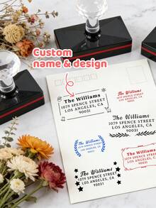 Custom Address Stamp, Elegant Minimalist Style Return Address Stamp For Envelopes Invitations Wedding Cards, Personalized Name Signature Stamp For Home Office Mail Use, Customized Design Gift For Wedding Anniversary Housewarming Holiday - Style a - View 1