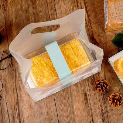 50 túi đựng thực phẩm họa tiết hoa cúc, túi đựng trái cây, salad, bánh ngọt mang đi, túi quà tặng có tay cầm.