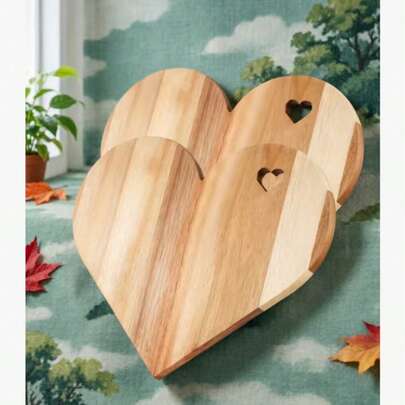 1 pieza Tabla de cortar de madera de acacia con forma de corazón - Preparación de alimentos - Con recorte de corazón | Regalo del Día de San Valentín (para ella), decoración de cocina para Acción de Gracias/Pascua y tabla para pan/queso