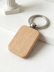 50pcs Laser Engraved Blank Wooden Keychains - Rectangular DIY Key Tags, Suitable For Crafts, Halloween, Valentine's Day, New Year, Minimalist Design - Camel - View 4